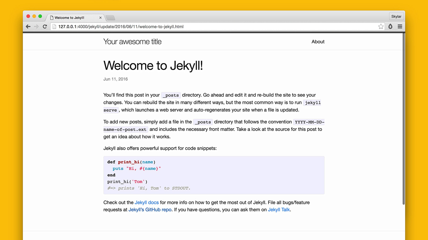 Previewing Jekyll locally