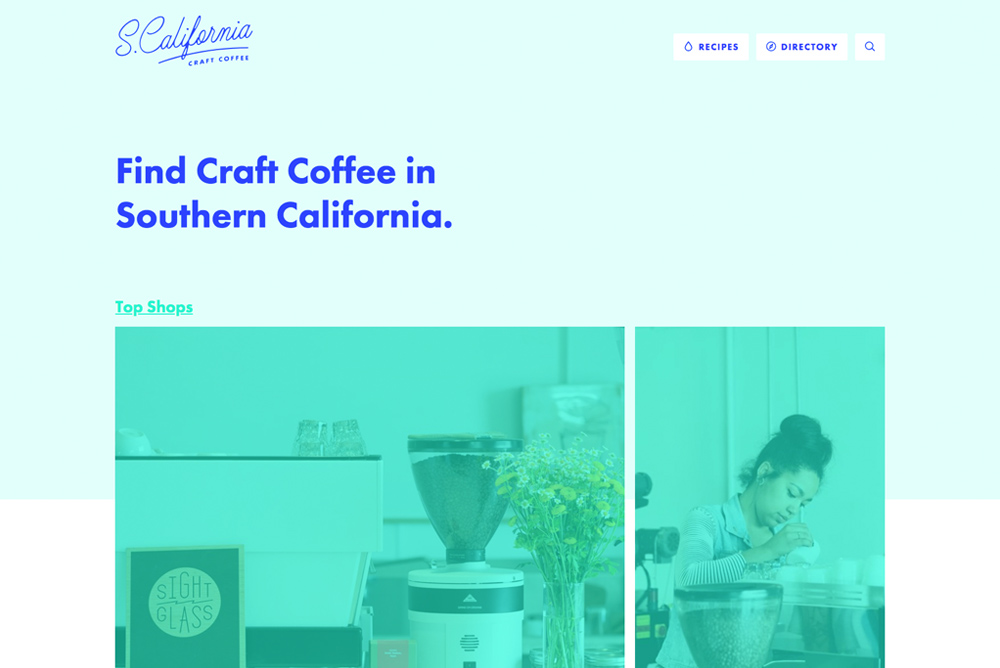 Screenshot of South California Craft Coffee website